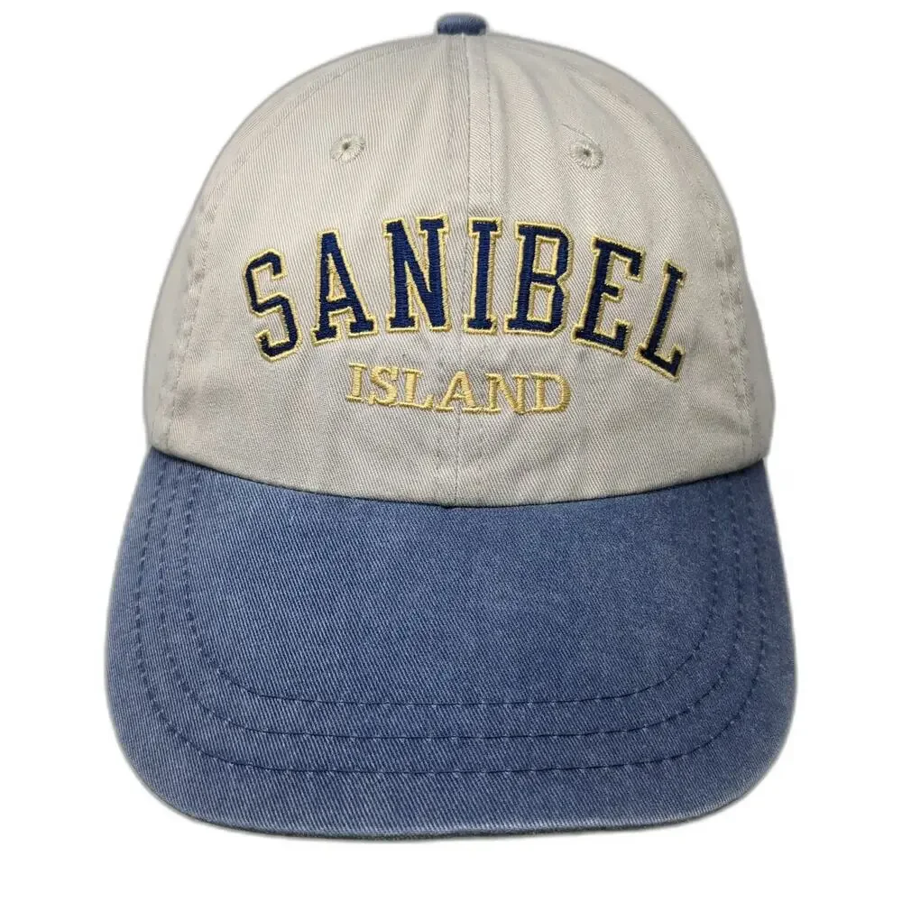 Headshot Baseball Cap Beige Blue One Size Sanibel Island Strapback Hat Cotton